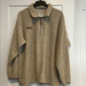 Columbia tan quarter zip sherpa sweater top size XL